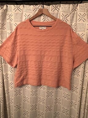 Madewell Peach Wavy-Textured Short Sleeve Tee